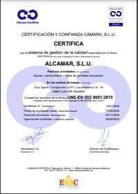 Certificado ISO 9001 ALCAMAR