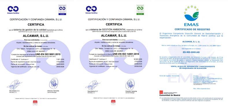 Certificados ALCAMAR