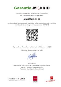 certificado de garantia alcamar